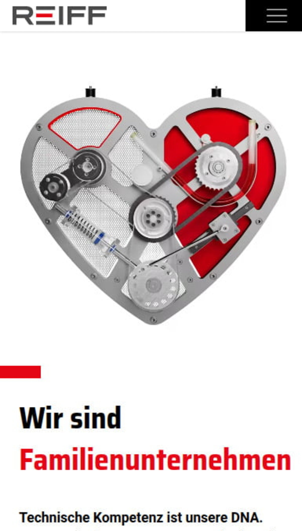 Startseite von REIFF Technische Produkte in der mobilen Ansicht