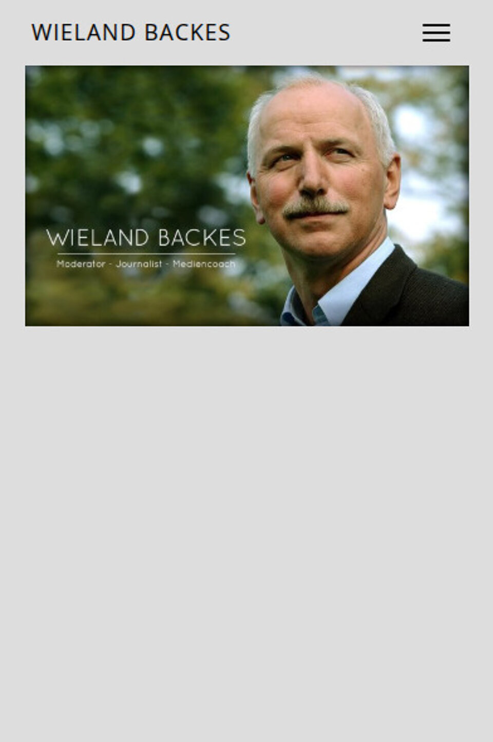 Screenshot der Startseite von Wieland Backes auf Mobile