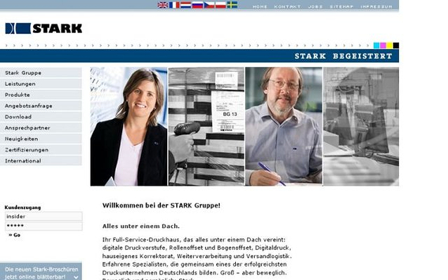 Screenshot: Startseite, STARK Gruppe