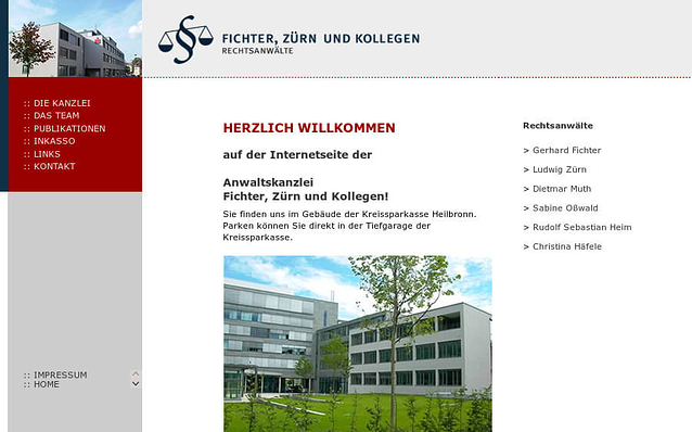 Screenshot: Startseite, Kanzlei Heilbronn