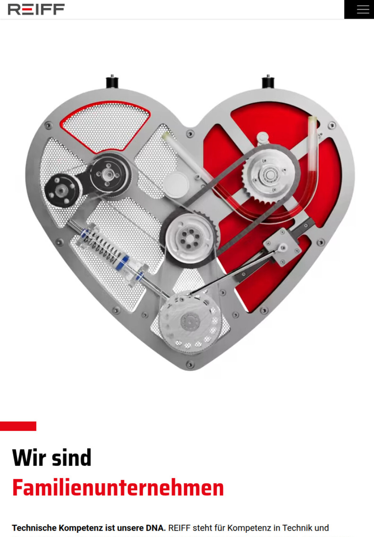 Startseite von REIFF Technische Produkte in der Tablet-Ansicht