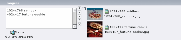 TYPO3-Dateibrowser mit zwei ausgewählten Bildern